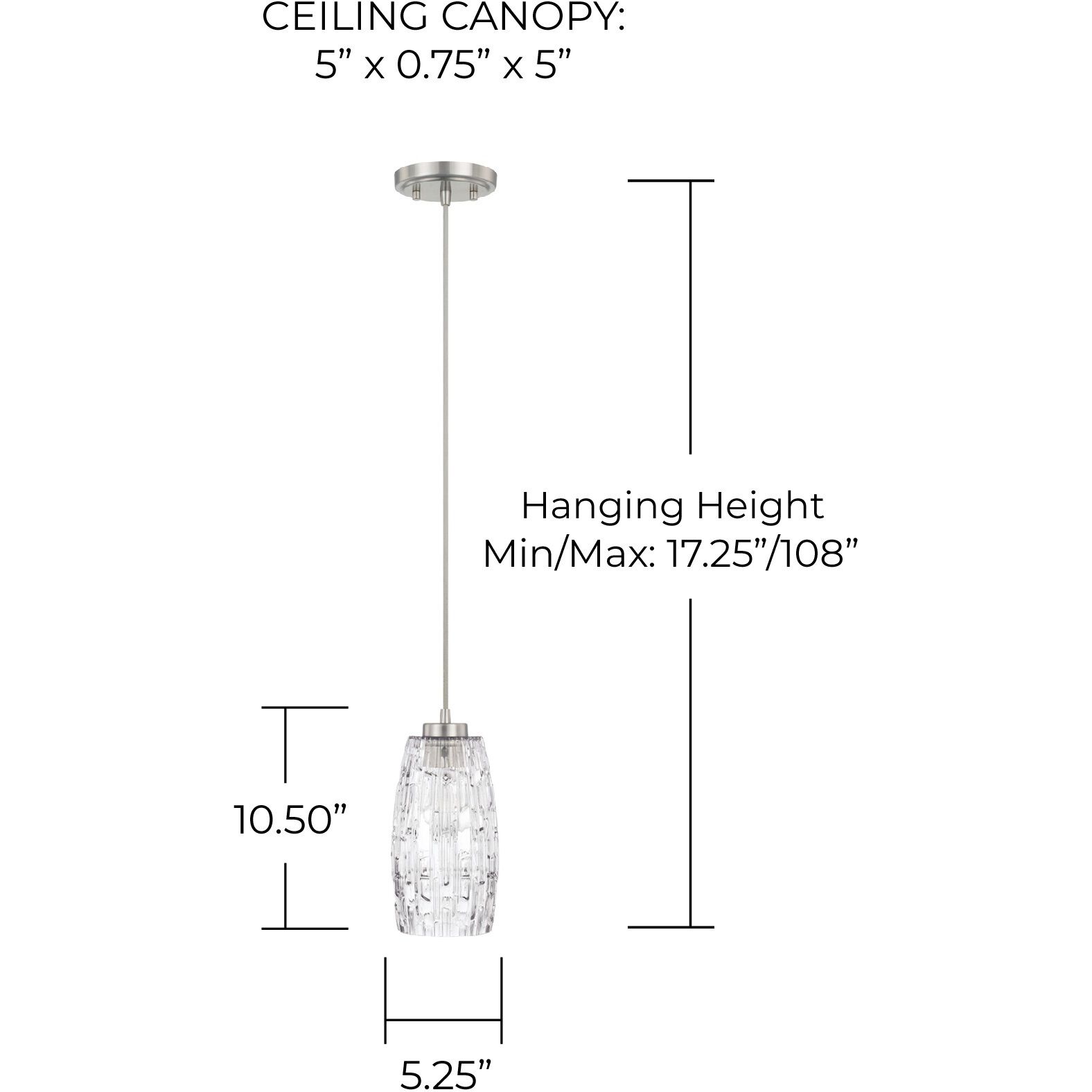 Casper 1 Light 5.25 inch Brushed Nickel Pendant Ceiling Light