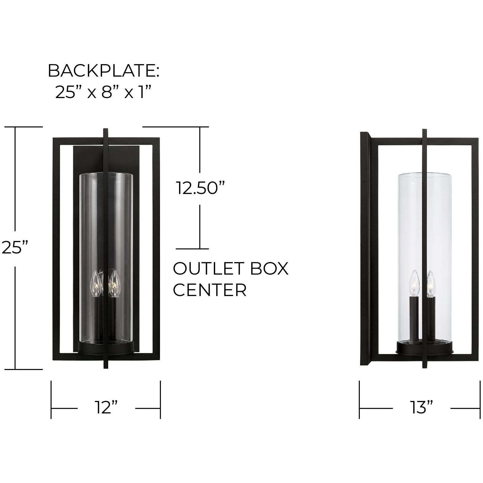 Kent 3 Light 25 inch Black Outdoor Wall Lantern