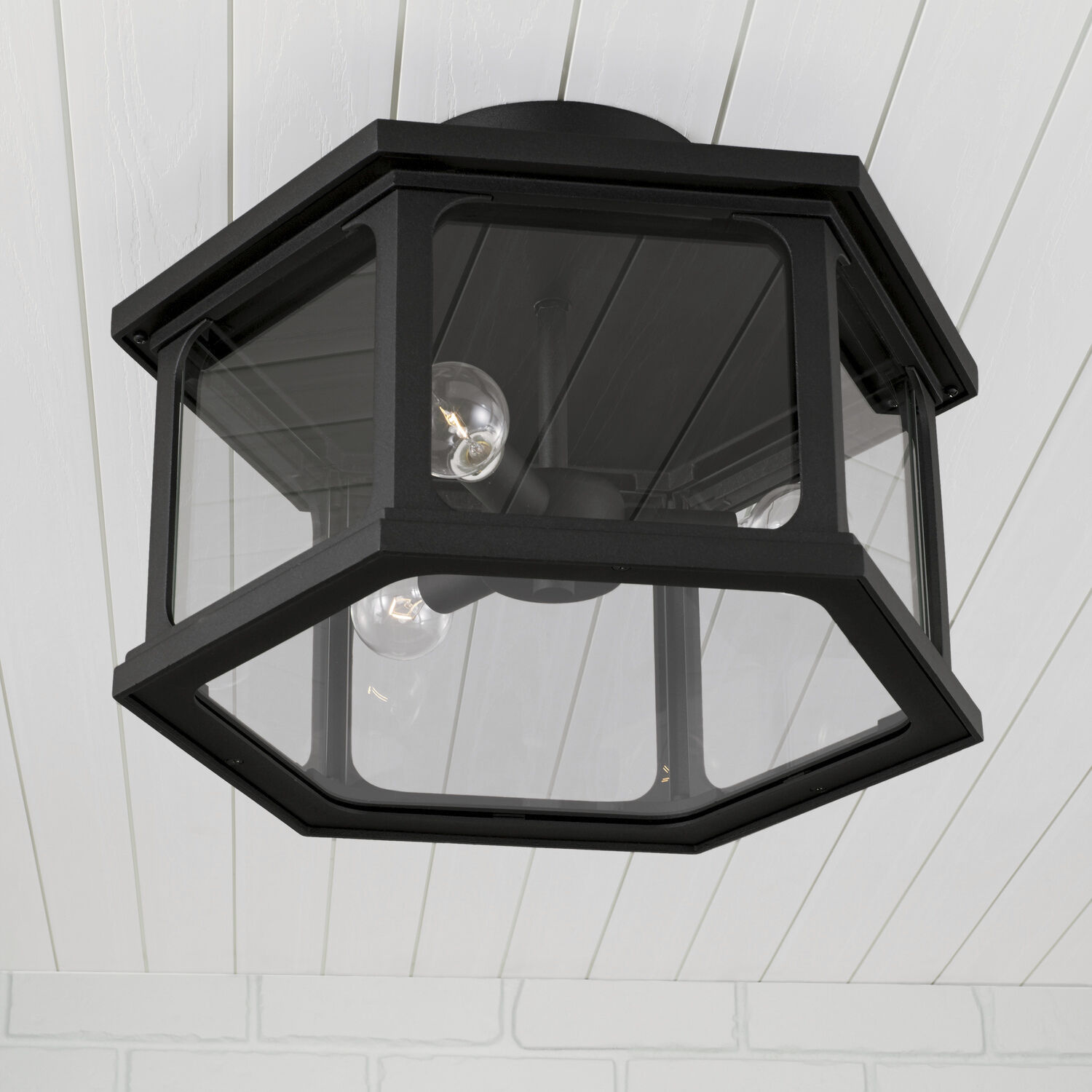 Walton 3 Light 16 inch Black Outdoor Semi-Flush Mount