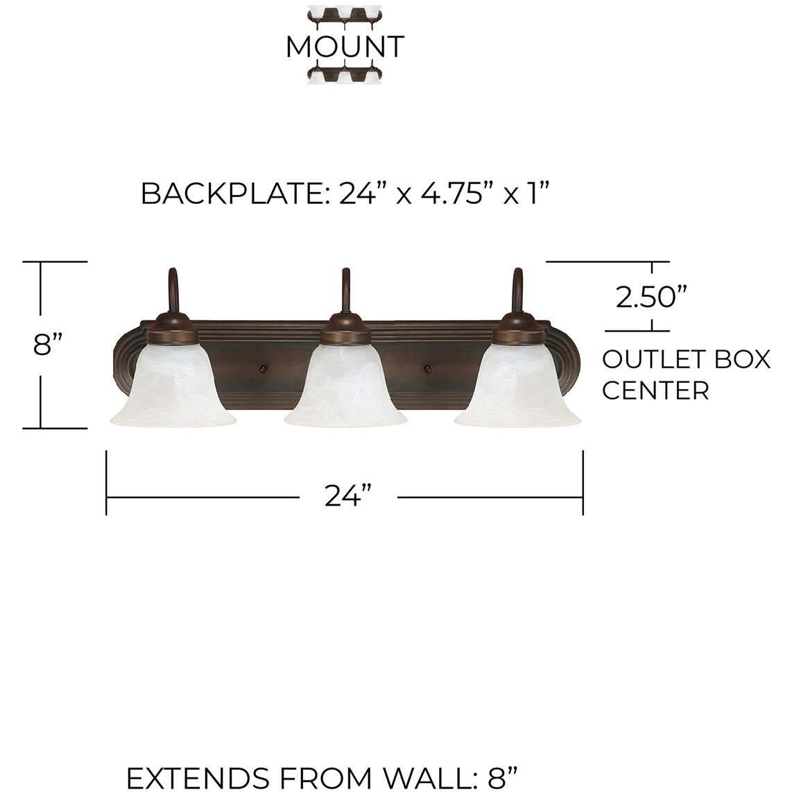 Arthur 3 Light 24 inch Burnished Bronze Vanity Light Wall Light