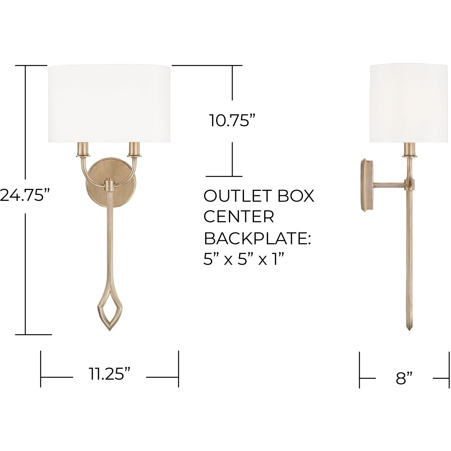 Claire 2 Light 11.25 inch Brushed Champagne Sconce Wall Light