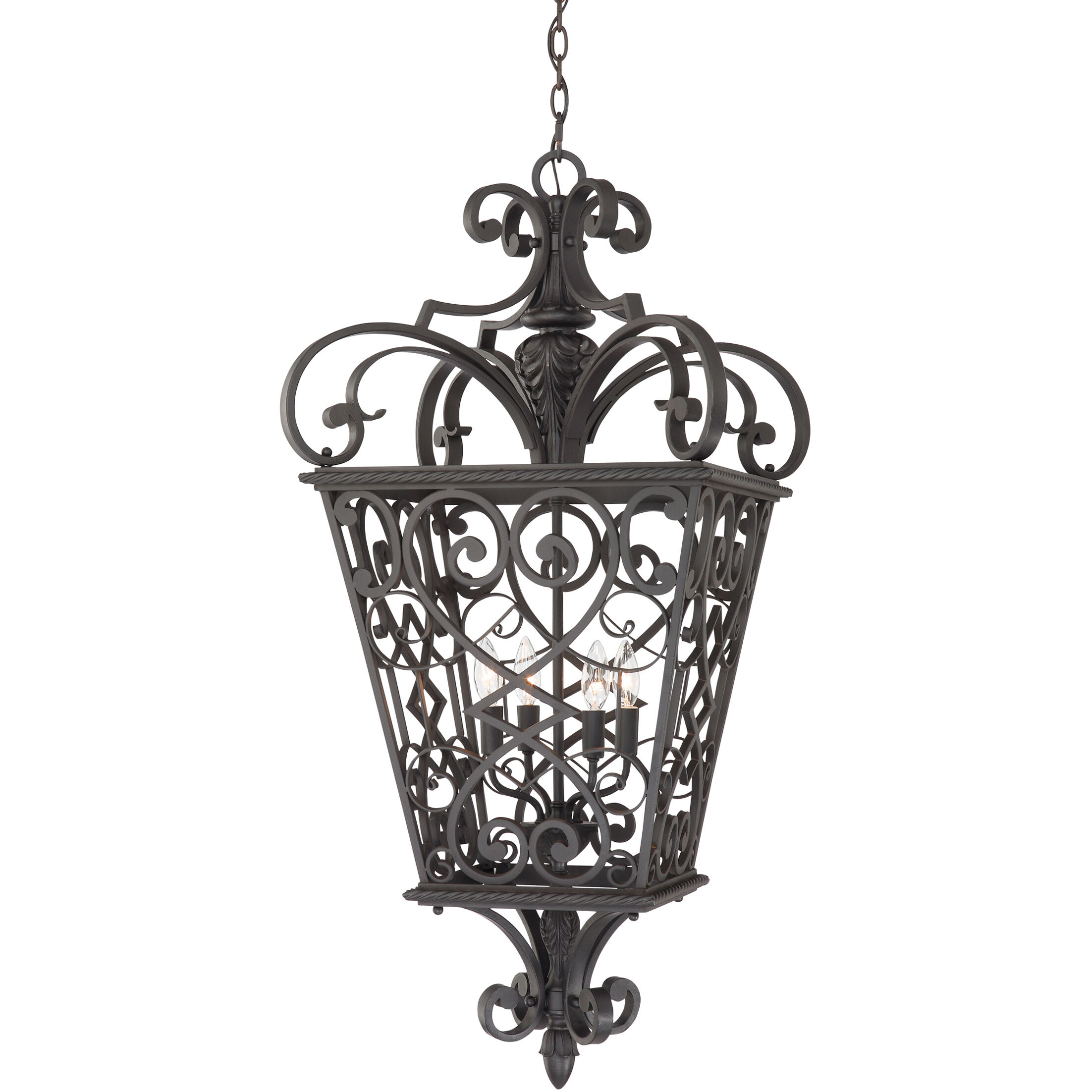 Fort Quinn 4 Light 19 inch Marcado Black Outdoor Hanging Lantern