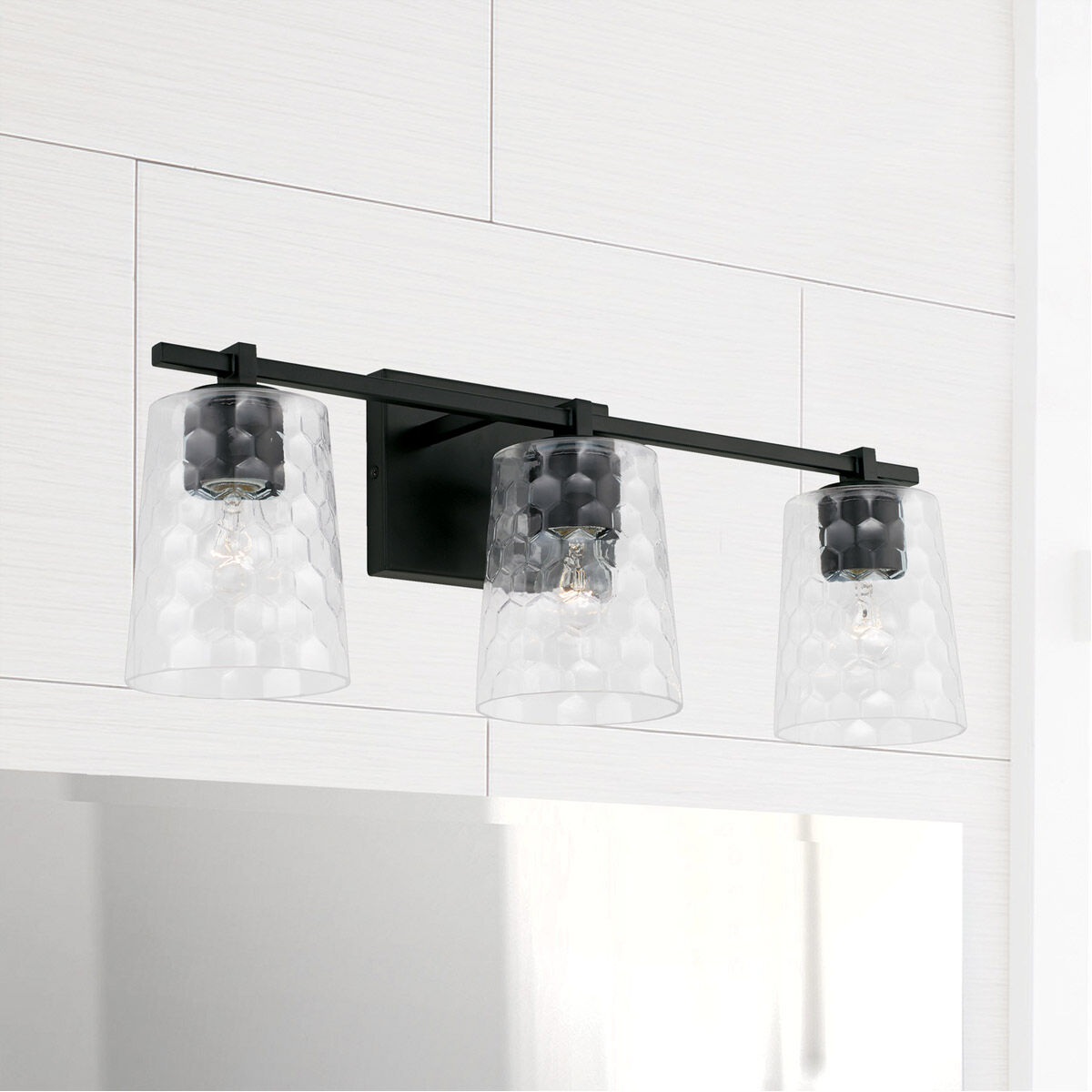 Burke 3 Light 24 inch Matte Black Vanity Light Wall Light