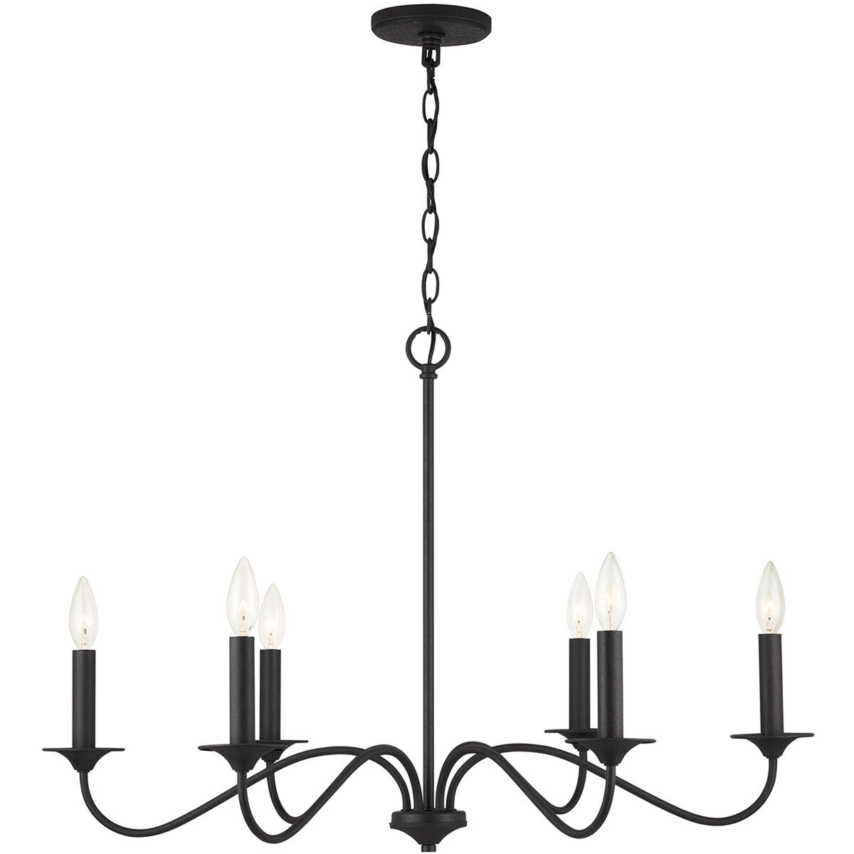 Vincent 6 Light 32 inch Black Iron Chandelier Ceiling Light