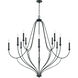 Bentley 12 Light 52 inch Black Iron Chandelier Ceiling Light