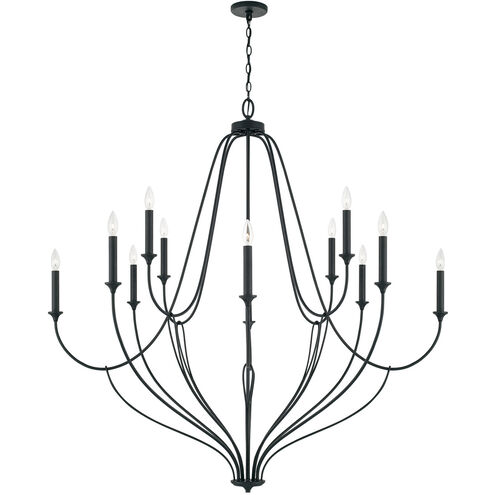 Bentley 12 Light 52 inch Black Iron Chandelier Ceiling Light