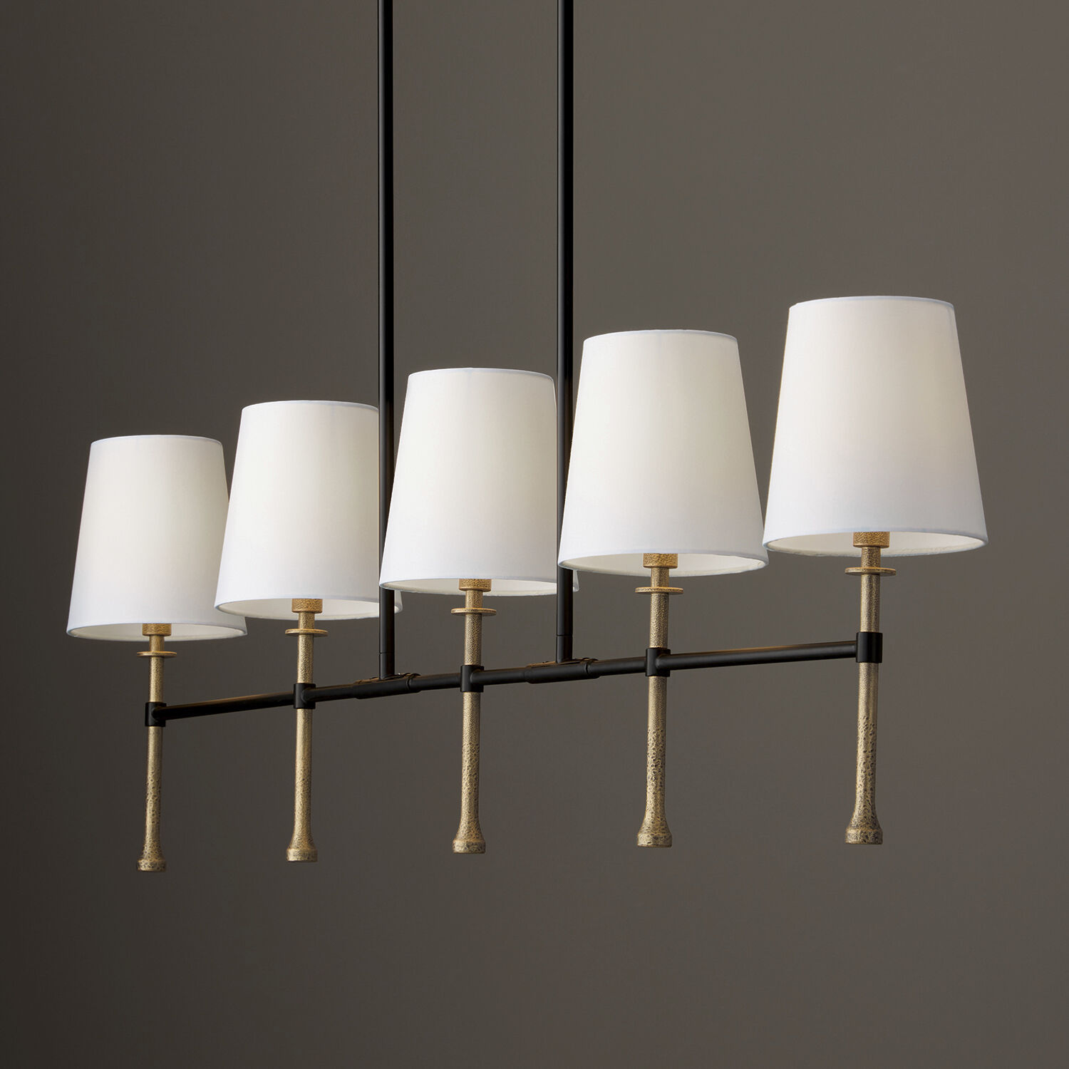 Hollis 5 Light 48 inch Matte Black with Hammered Gold Island Light Ceiling Light