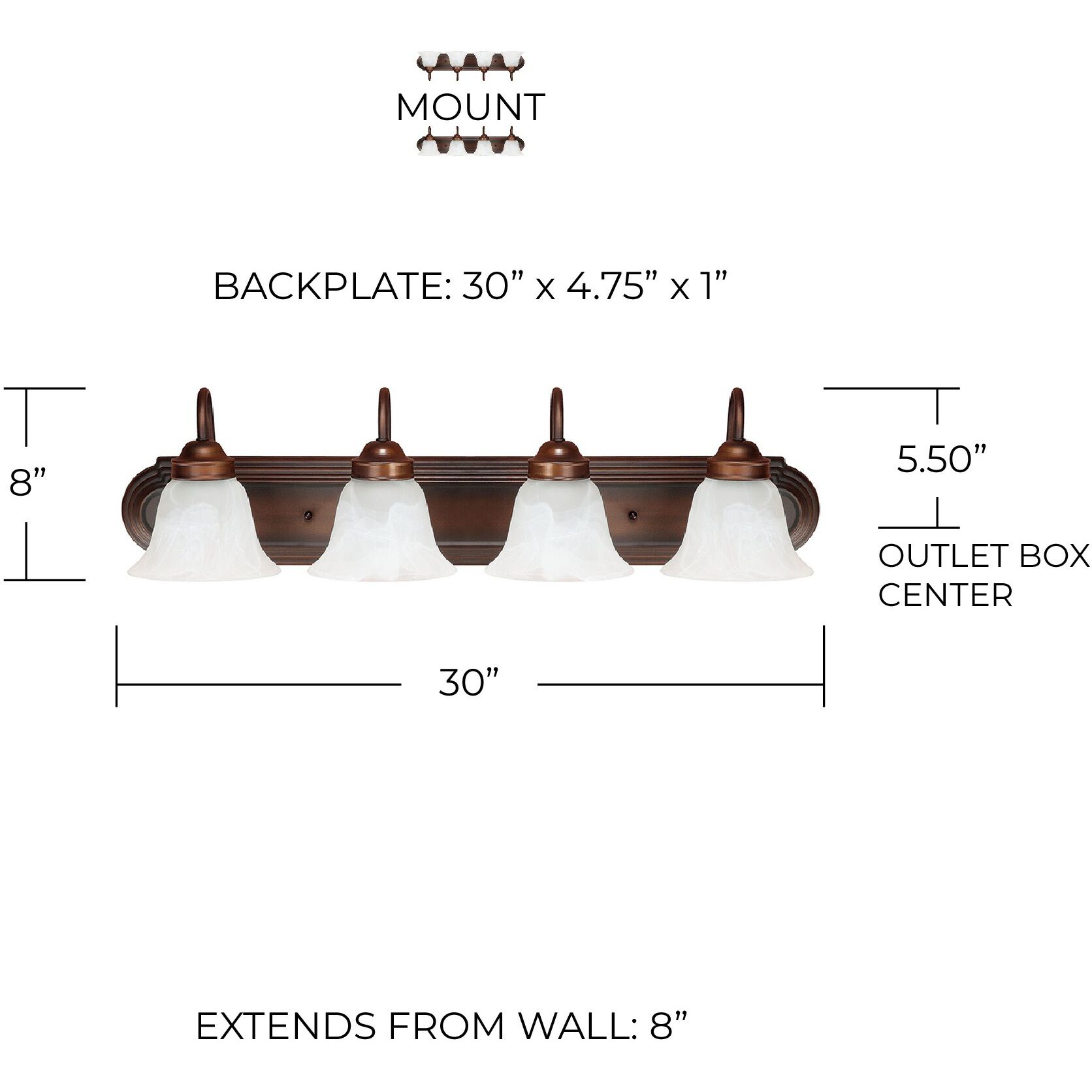 Arthur 4 Light 30 inch Burnished Bronze Vanity Light Wall Light