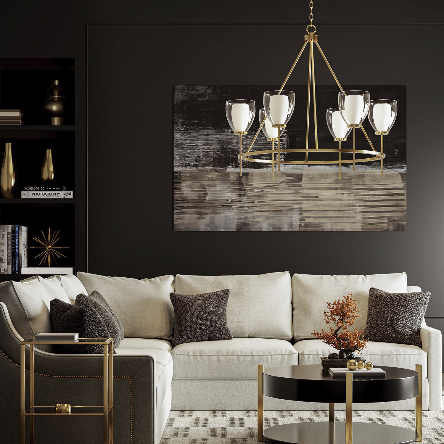 Joss 6 Light 34.5 inch Aged Brass Chandelier Ceiling Light