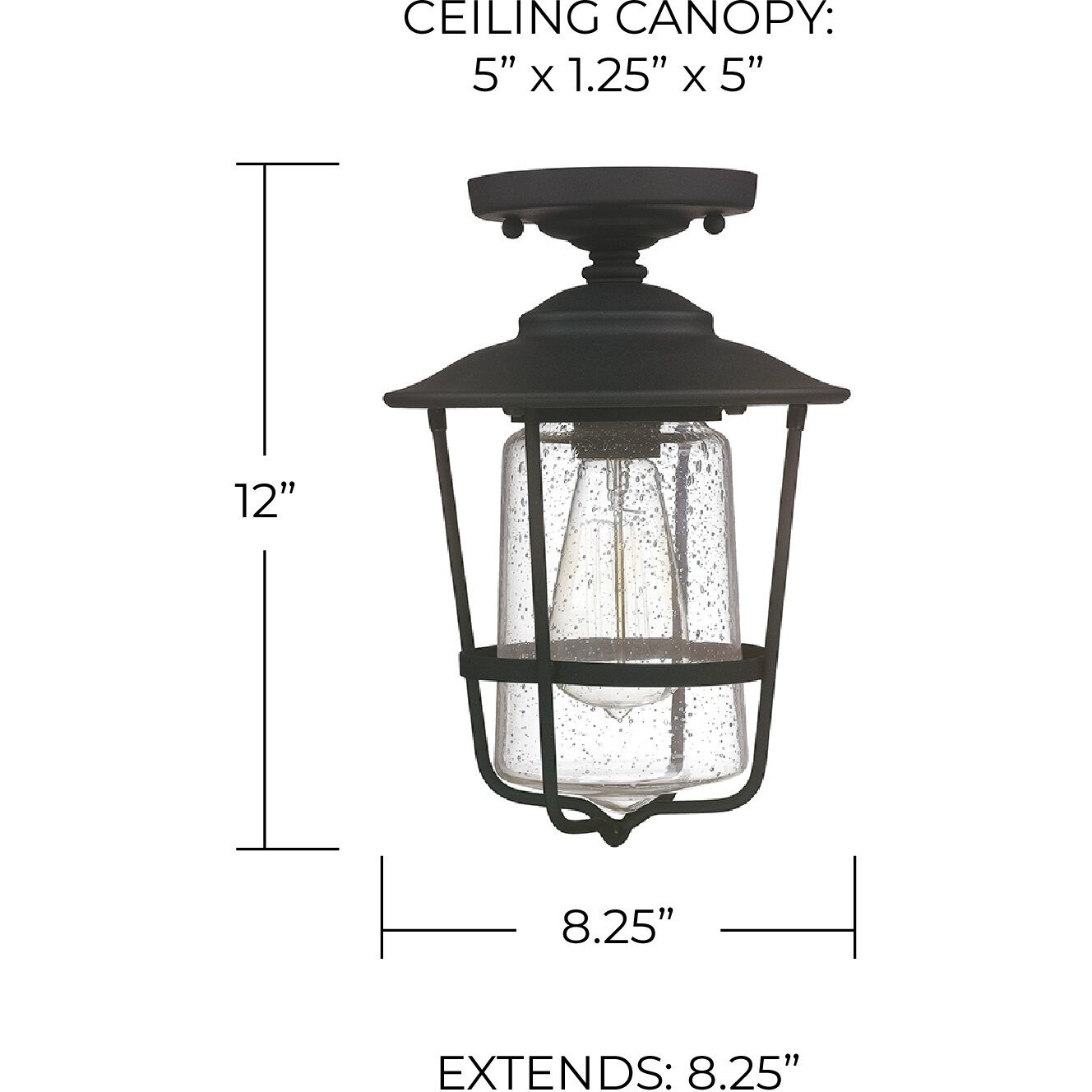 Creekside 1 Light 8 inch Black Outdoor Flush Mount in Clear