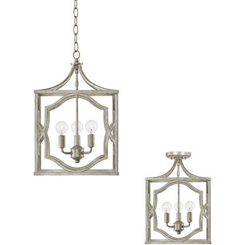 Blakely 3 Light 12.25 inch Antique Silver Foyer Ceiling Light, Convertible Dual Mount