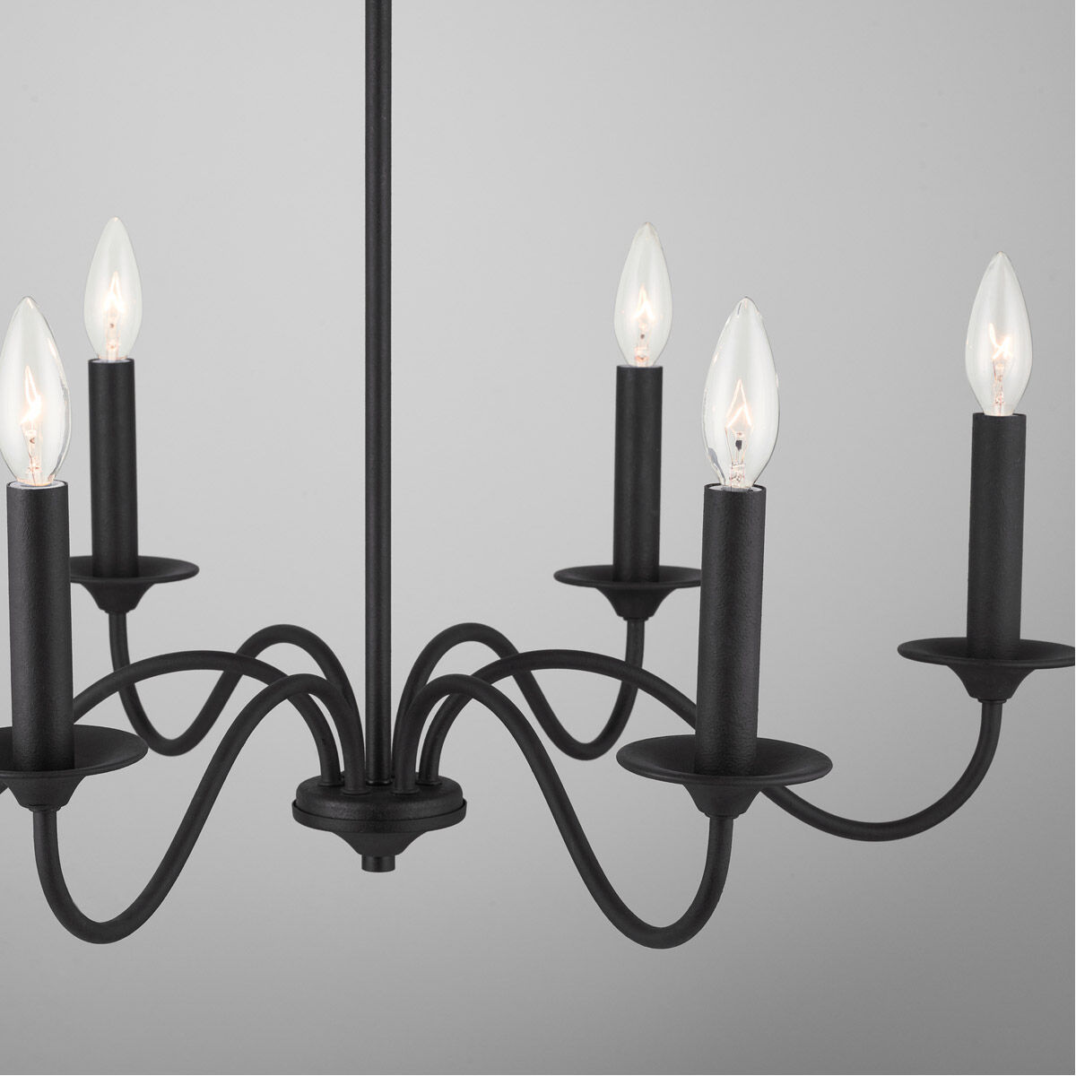 Vincent 6 Light 26 inch Black Iron Chandelier Ceiling Light