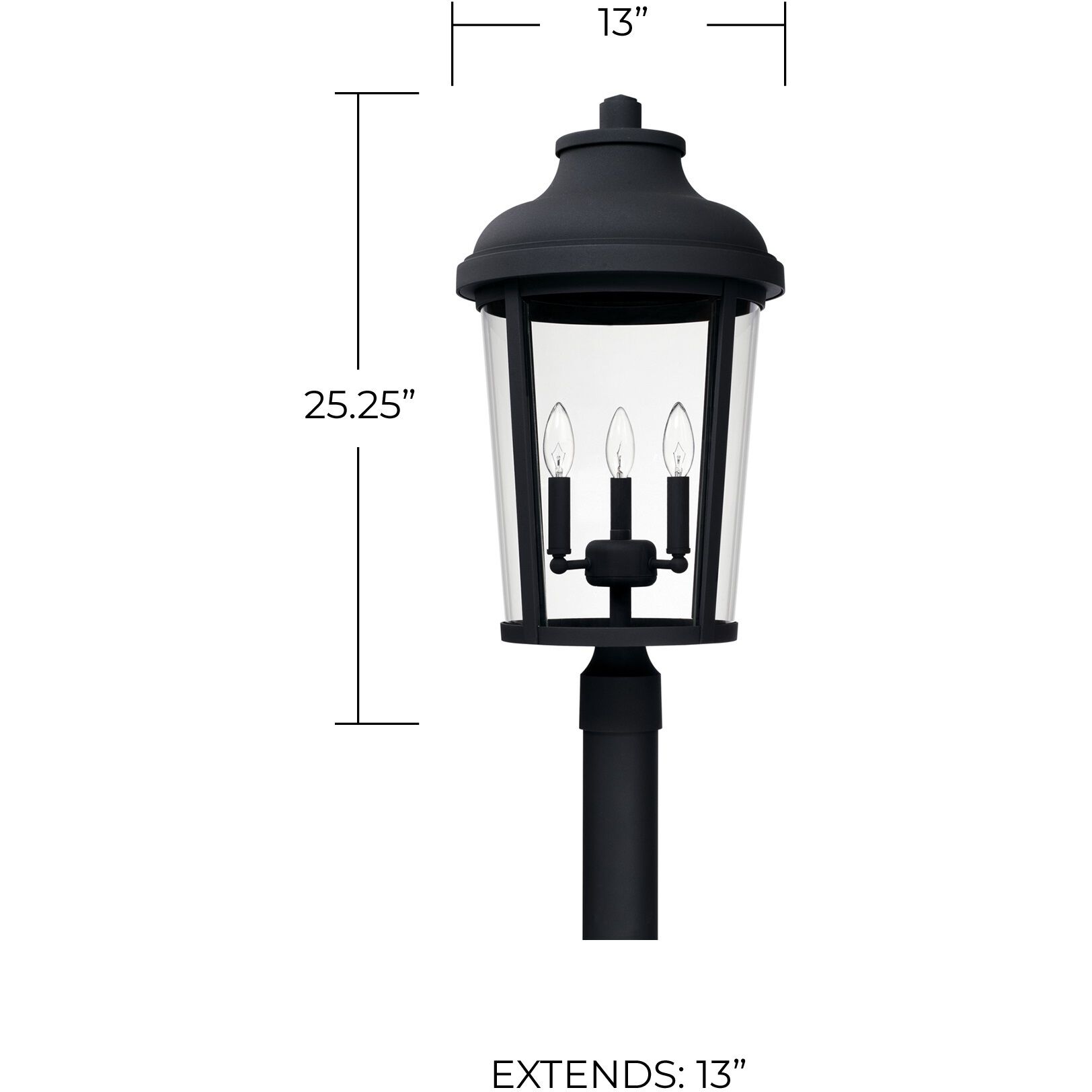 Dunbar 3 Light 25 inch Black Outdoor Post Lantern