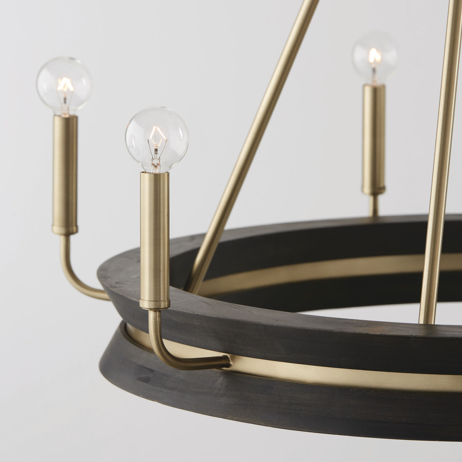 Finn 6 Light 31 inch Black Stain and Matte Brass Chandelier Ceiling Light