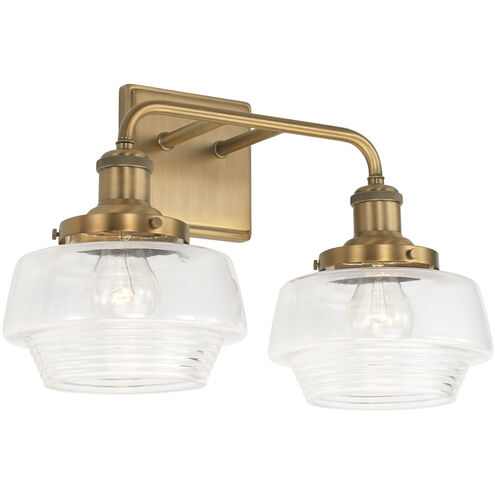 Miller 2 Light 17 inch Aged Brass Vanity Light Wall Light