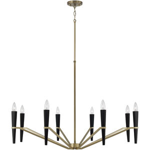 Enzo 8 Light 40 inch Aged Brass and Black Chandelier Ceiling Light