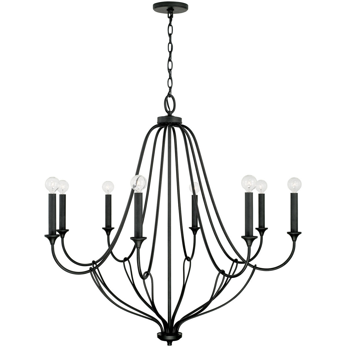 Bentley 8 Light 38 inch Black Iron Chandelier Ceiling Light