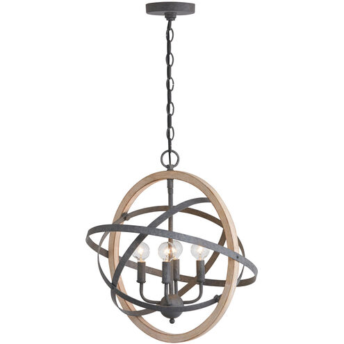 Bluffton 4 Light 18 inch Iron and Wood Pendant Ceiling Light