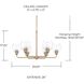 Mid Century 6 Light 30 inch Aged Brass Chandelier Ceiling Light