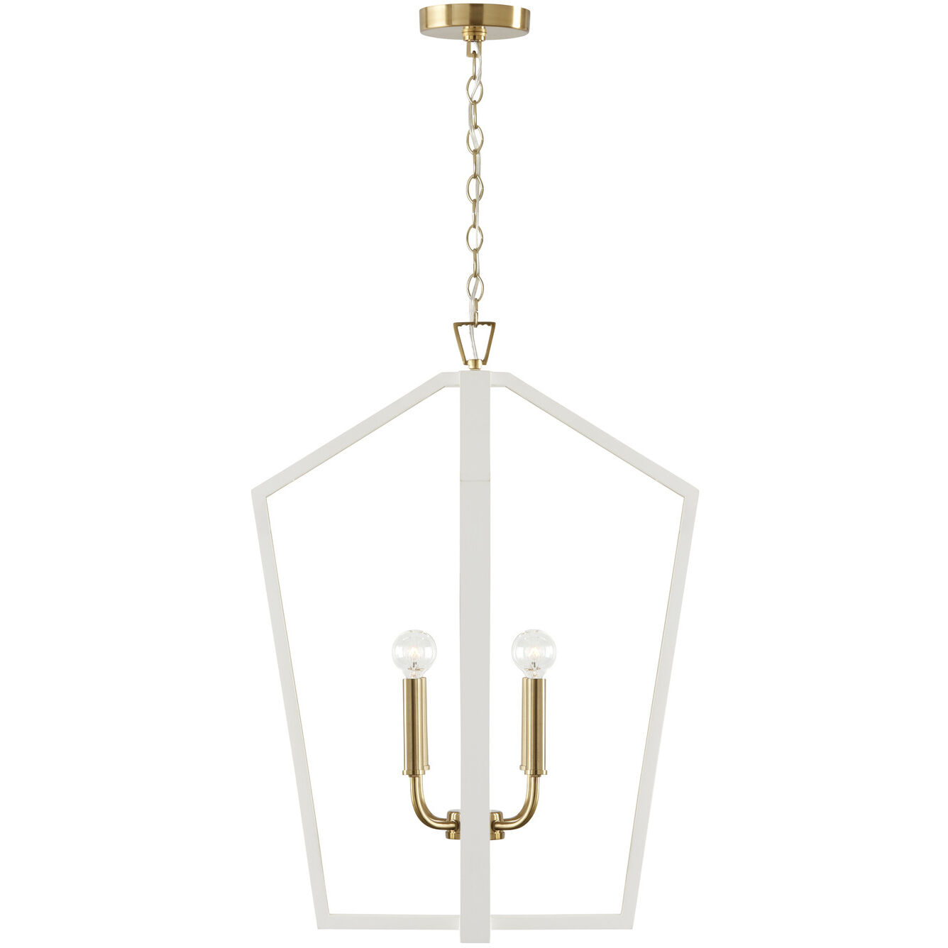 Maren 4 Light 20 inch Flat White and Matte Brass Pendant Ceiling Light