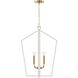 Maren 4 Light 20 inch Flat White and Matte Brass Pendant Ceiling Light
