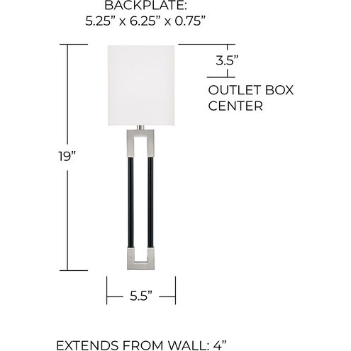 Bleeker 1 Light 6 inch Polished Nickel and Black ADA Sconce Wall Light