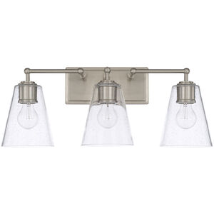Murphy 3 Light 23.5 inch Brushed Nickel Vanity Light Wall Light in Clear Seeded