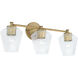 Beau 3 Light 24 inch Aged Brass Vanity Light Wall Light