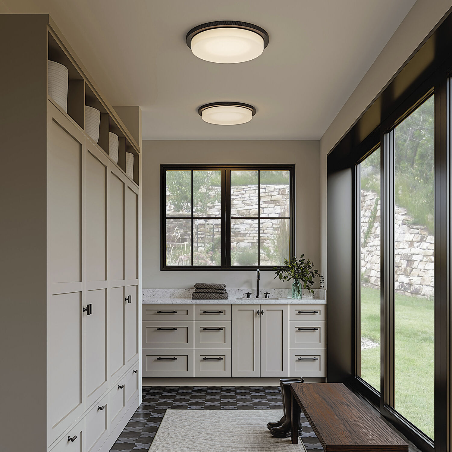 Dominic LED 16 inch Matte Black Flush Mount Ceiling Light