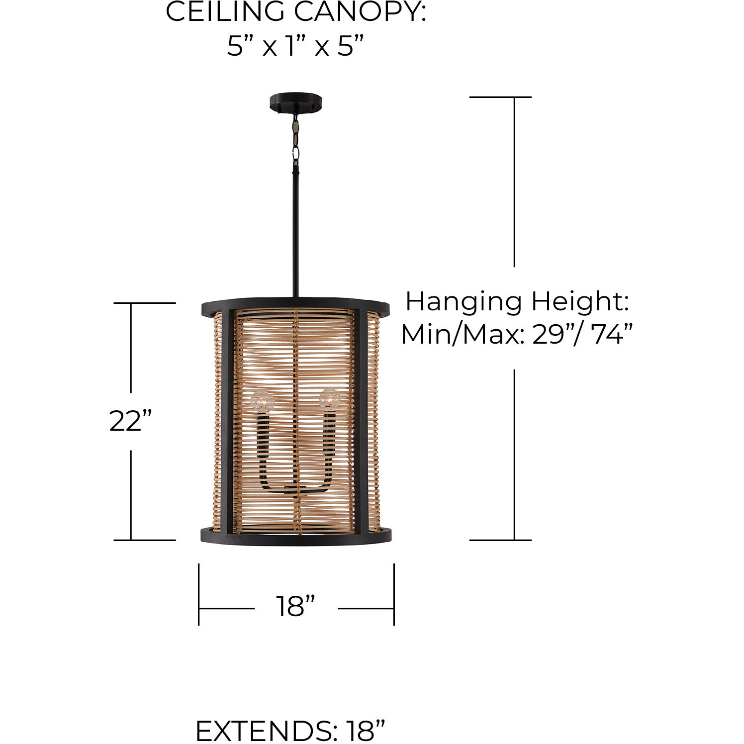Rico 4 Light 18 inch Flat Black Foyer Ceiling Light