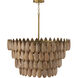Ravi 4 Light 28.75 inch Light Wood and Patinaed Brass Pendant Ceiling Light