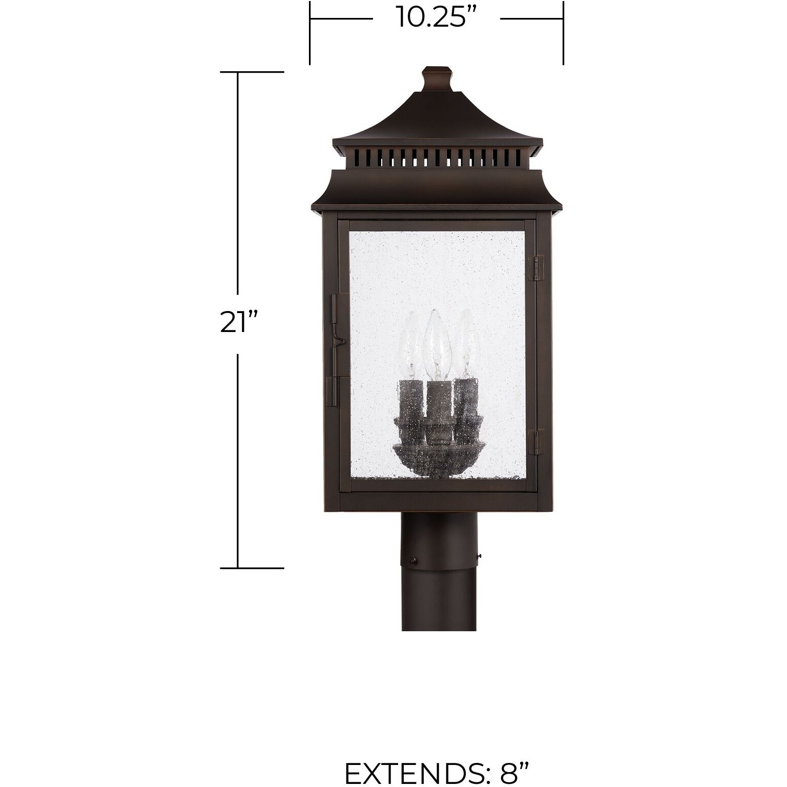 Sutter Creek 3 Light 21 inch Oiled Bronze Outdoor Post Lantern