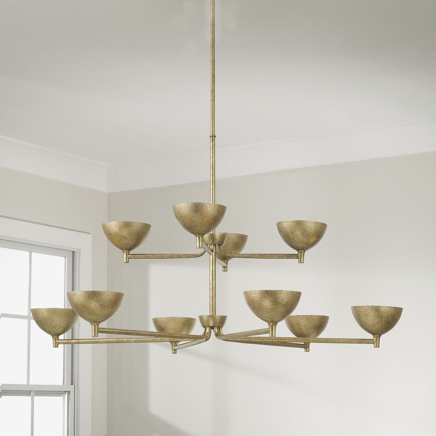Francesca LED 43 inch Feathered Gold Chandelier Ceiling Light