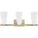 Romy 3 Light 24 inch Matte Brass Vanity Light Wall Light