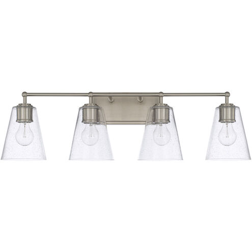 Murphy 4 Light 32.5 inch Brushed Nickel Vanity Light Wall Light in Clear Seeded