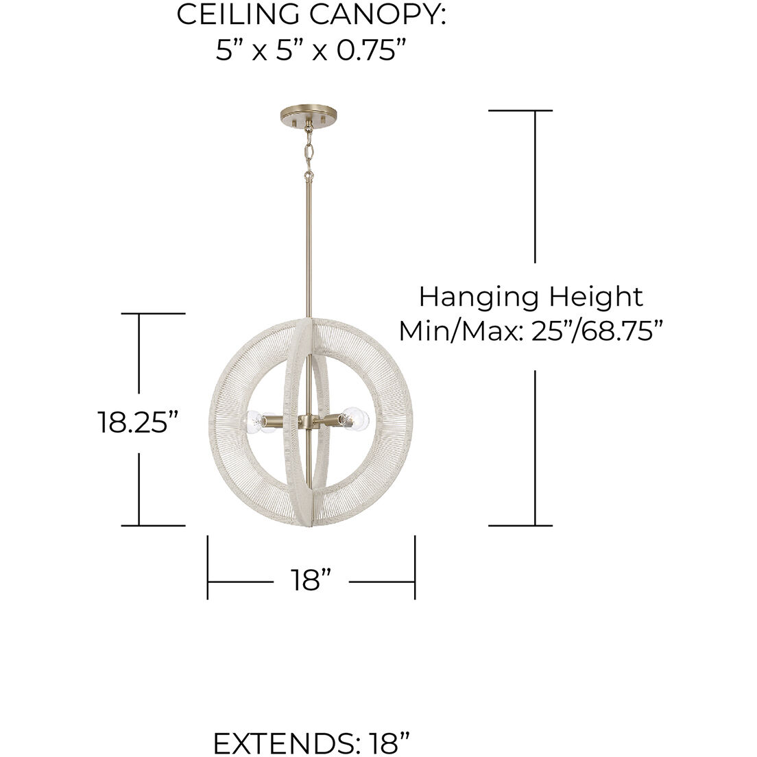 Delaney 4 Light 18 inch Matte Brass Pendant Ceiling Light