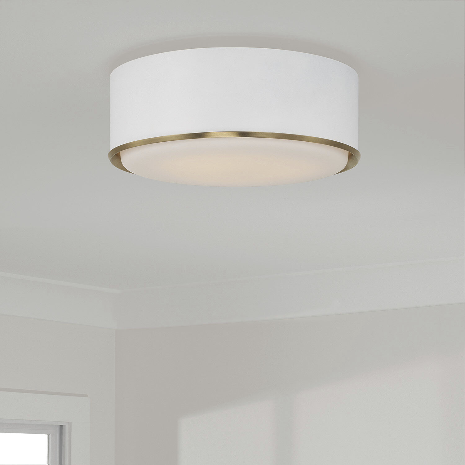 Carlton 3 Light 15.5 inch Matte Brass and White Flush Mount Ceiling Light