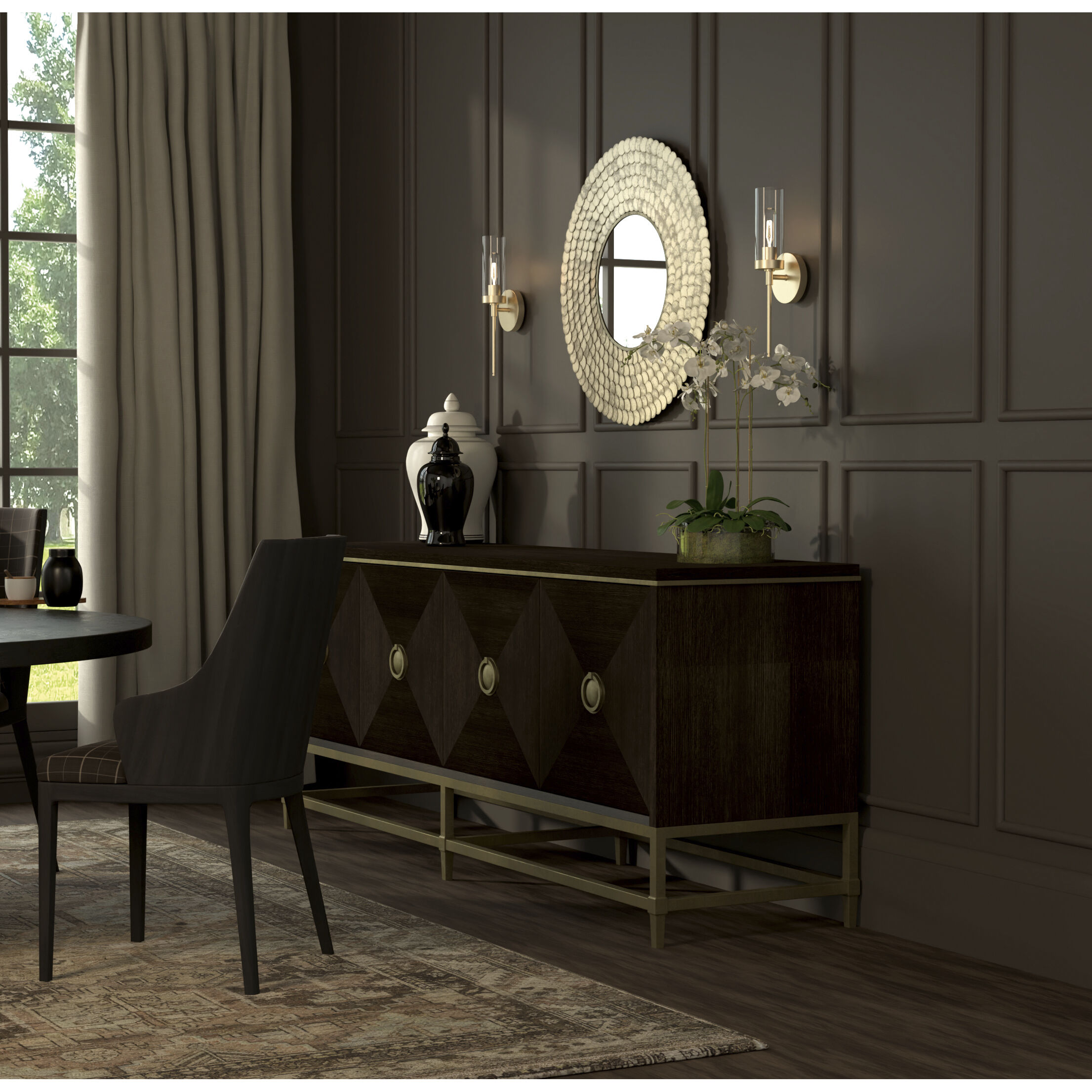 Delphine 32.5 X 32.5 inch Grecian Luster Mirror