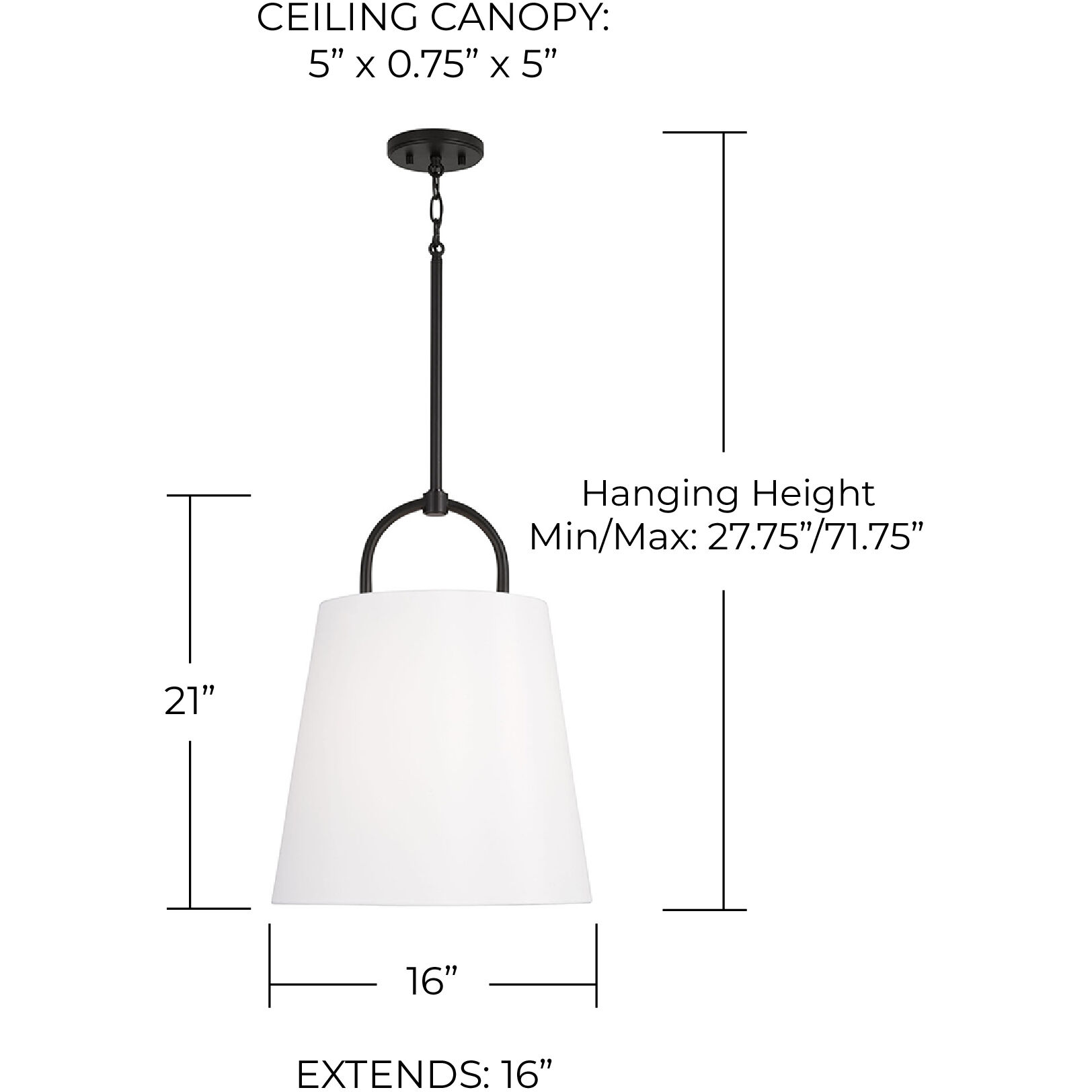 Brody 1 Light 16 inch Matte Black Pendant Ceiling Light