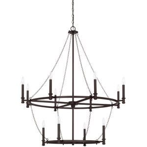 Lancaster 12 Light 41 inch Black Iron Chandelier Ceiling Light