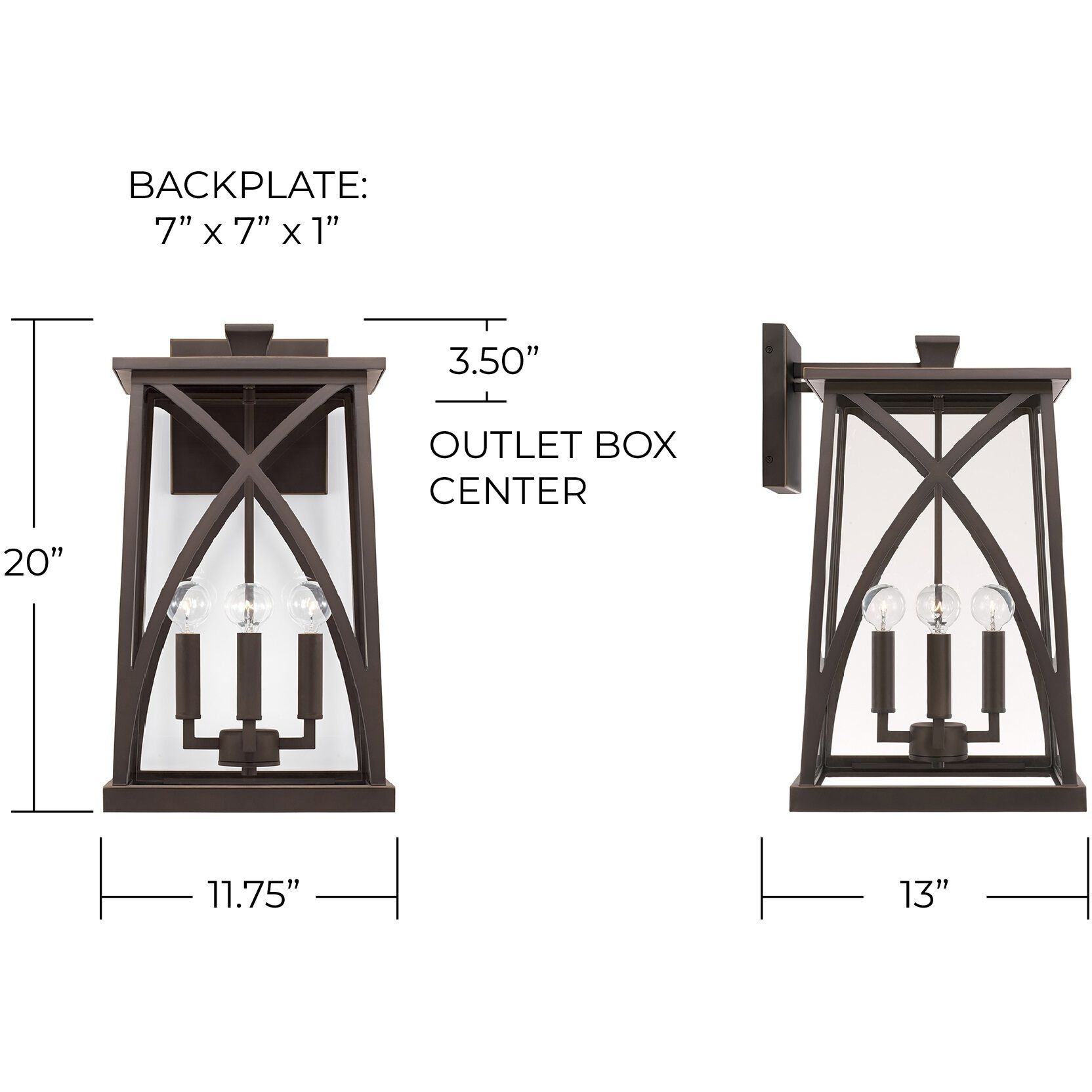Marshall 4 Light 20 inch Oiled Bronze Outdoor Wall Lantern