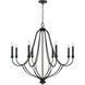 Bentley 8 Light 38 inch Black Iron Chandelier Ceiling Light