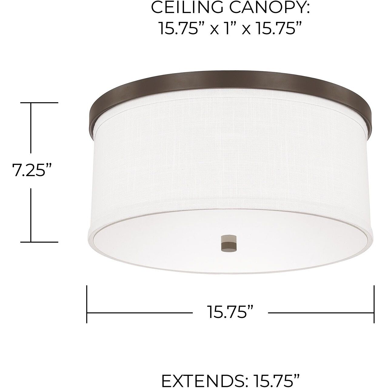 Midtown 3 Light 16 inch Burnished Bronze Flush Mount Ceiling Light in White Fabric Shade