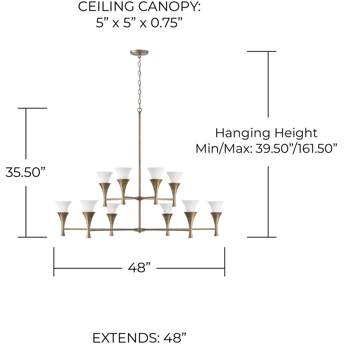 Nola 10 Light 48 inch Mystic Luster Chandelier Ceiling Light