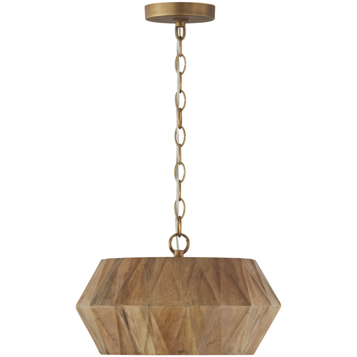 Nadeau 1 Light 15 inch Light Wood and Patinaed Brass Semi-Flush Ceiling Light, Convertible Dual Mount