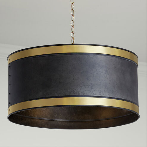 Barrow 4 Light 24 inch Galvanized Black and True Brass Pendant Ceiling Light