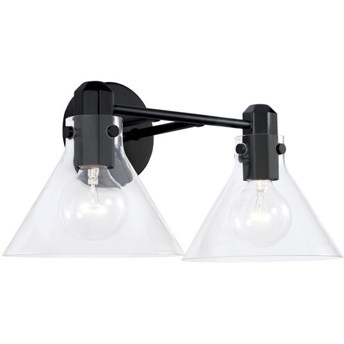 Greer 2 Light 18 inch Matte Black Vanity Light Wall Light