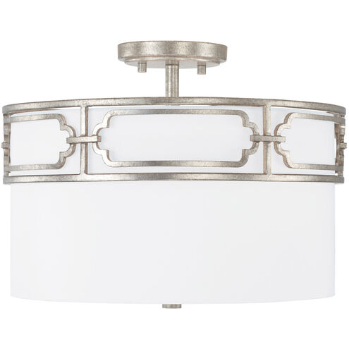 Merrick 3 Light 15.25 inch Antique Silver Semi-Flush Mount Ceiling Light, Convertible Dual Mount