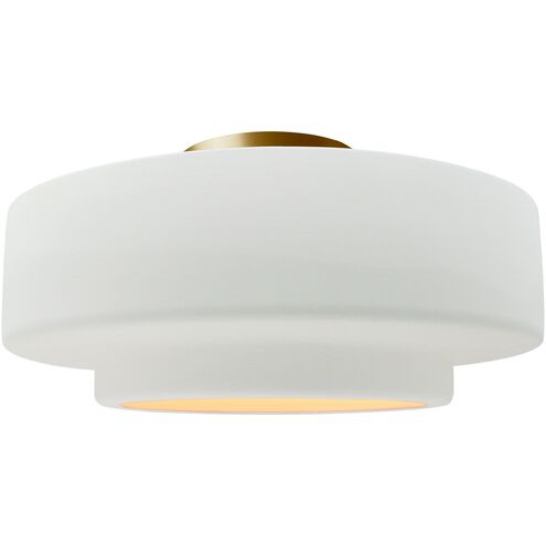 Radiance LED 14.5 inch Brushed Brass and Gloss White Semi-Flush Ceiling Light