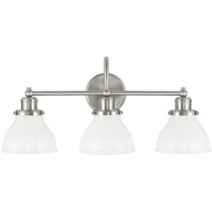 Capital Lighting Baxter 3 Light 24 inch Brushed Nickel Vanity Light Wall Light in Milk 8303BN-128 - Open Box